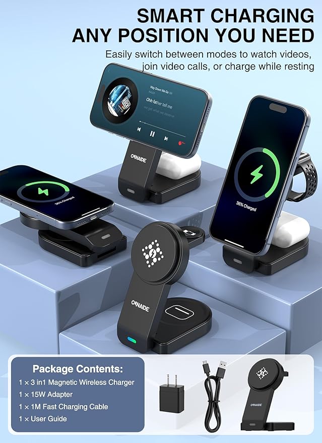3-in-1 Charging Station for Apple MagSafe Charger, Foldable Wireless Charging - Image 8