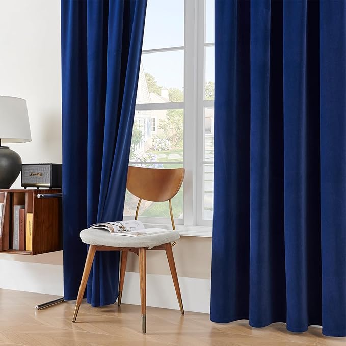 Joydeco Royal Blue Velvet Curtains 72 Inches Long, Luxury Grommet Blackout - Image 8