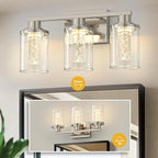 L LOHAS LED 3-Light Brushed Nickel Bathroom Light Fixtures, Crystal LED - Image 7