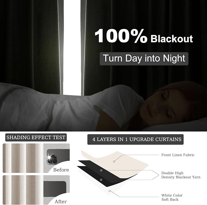 Topfinel Pinch Pleated Curtains 96 Inch Long, 100% Blackout Thermal Insulated - Image 2