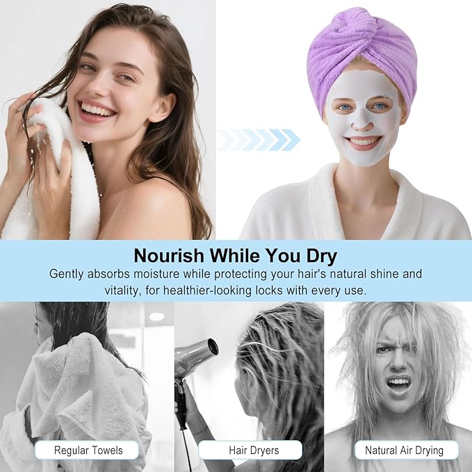 Microfiber Hair Drying Towel Wrap - Image 6