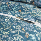 mixinni Blue Floral Duvet Cover King Size Cotton Flowers Pattern King Bedding - Image 4