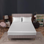 Homiest White Satin Fitted Twin XL Size Bed Sheet, Deep Pocket, Luxury & Ultra - Image 2
