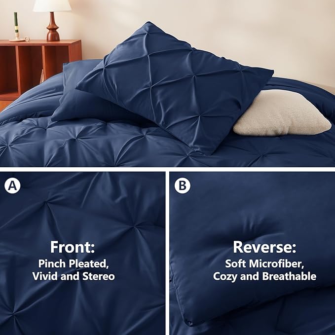CozyLux Oversized Queen Comforter Sets Navy Blue, 7 Pieces Oversized Queen - Image 3