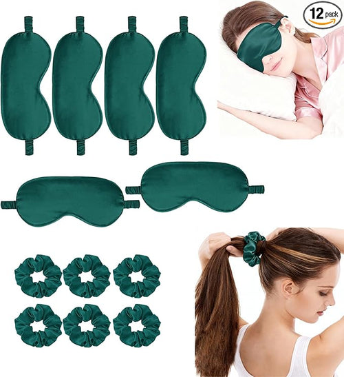 12Pcs Silk Sleep Masks Satin Eye Mask Silky Eyes Cover Blindfold Eyeshade Hair by WJingYiJia