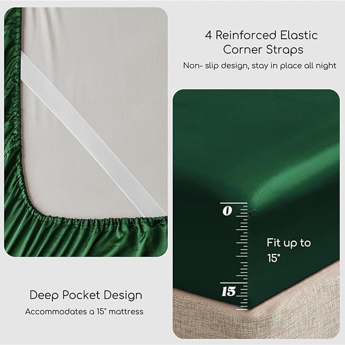 MR&HM Satin Bed Sheets, King Size Sheets Set - Image 5