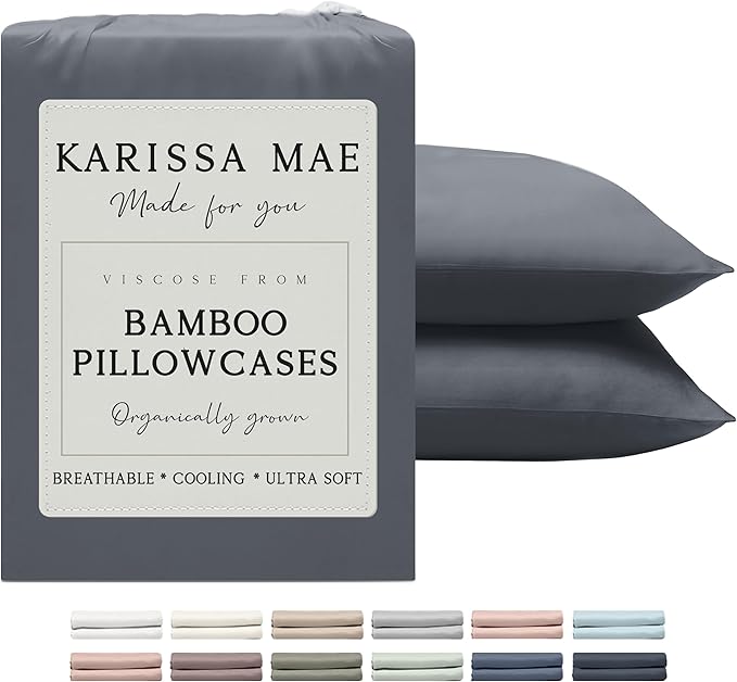 Karissa Mae Cooling Bamboo Viscose Queen Size Pillowcase Set | 100% FSC by KARISSAMAE