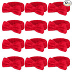 Casoty 12 Pcs Red Spa Headbands, Facewash Headbands, Soft Coral Fleece Makeup by Casoty