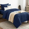 CozyLux Twin XL Comforter Set Navy Blue, 5 Pieces Bed in a Bag Twin Extra Long by CozyLux