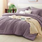 CozyLux Queen Comforter Set Dusty Purple, 7 Pieces Bed in a Bag Queen Comforter by CozyLux
