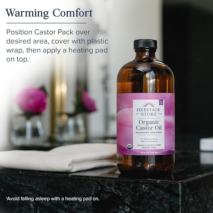 HERITAGE STORE Organic Castor Oil Pack Wrap Kit - Image 4