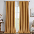 Joydeco Mustard Yellow 100% Blackout Curtains 72 Inch 2 Panels, Luxury Thermal by JOYDECO