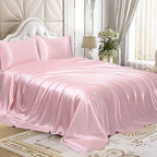 Homiest Blush Pink Satin King Top Sheet and Flat Sheet - Image 4