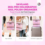 SAVILAND Nail Polish Organizer Bag: PU Leather Nail Polish Storage Organizer - Image 7