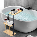 3 Layer Bath Tub Tray Table Liftable Freestanding Bamboo Bath Tray Caddy by Sibosen