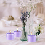 50 Pack Bulk Lavender Scented Tealight Candles in Clear Cup - Image 7