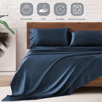MR&HM Satin Bed Sheets with Elastic Corner Straps, Full Size Sheets Set - Image 6