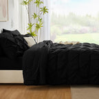 CozyLux Twin XL Comforter Set Black, 5 Pieces Twin Extra Long Pintuck Bed in A - Image 8