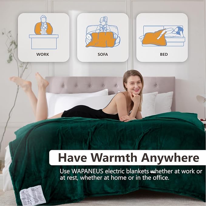 Wapaneus Heated Blanket Electric Queen Size 84"x90"-Dual Control - Image 4