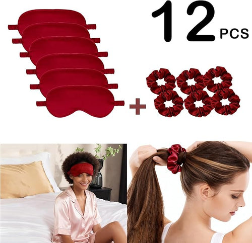 12Pcs Silk Sleep Masks Satin Eye Mask Silky Eyes Cover Blindfold Eyeshade Hair - Image 2