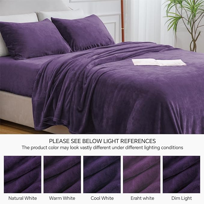 BEDELITE Flannel Sheets King Size Purple - Image 9