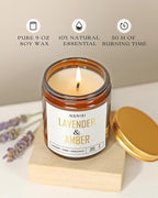AOOVOO Lavender Amber Candles - 9 oz Scented Candles - Image 3