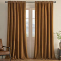 Joydeco Camel Brown Velvet Curtains 63 inch Length 2 Panels, Luxury Blackout by JOYDECO