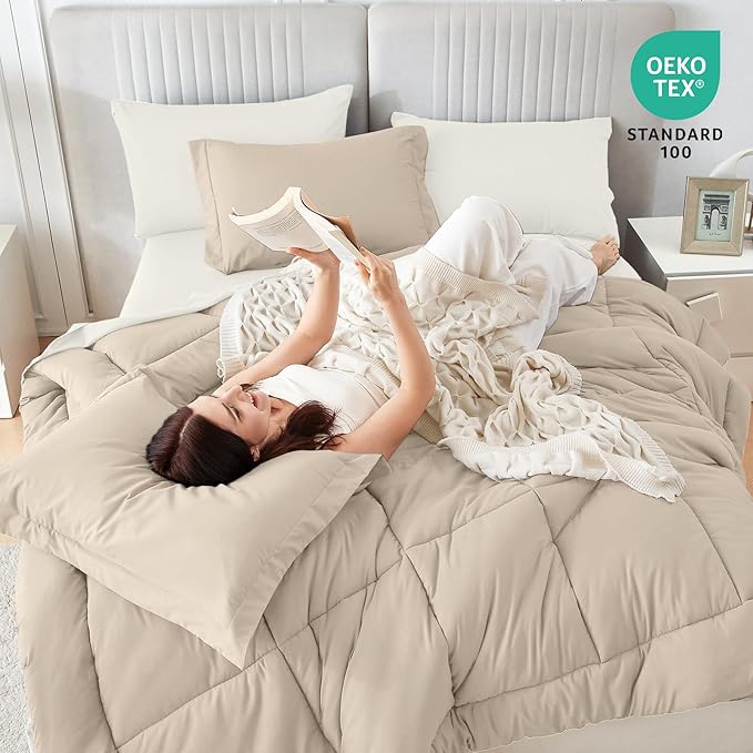 Sasttie Twin Comforter Set, 5 Pieces Reversible Bed in a Bag Twin, Complete - Image 5