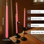 WPONSZU 10 Inch Pink Spiral Taper Candle Set of 12 Pack Unscented Dripless - Image 5