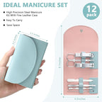 12 Set Manicure Set Bulk Mini Manicure Nail Clipper Kit 7 in 1 Stainless Steel - Image 2