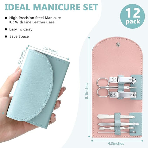 12 Set Manicure Set Bulk Mini Manicure Nail Clipper Kit 7 in 1 Stainless Steel - Image 2