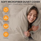 Cozyide Linen Duvet Cover Queen Size, 3 Pieces Bedding Duvet Covers, Soft - Image 4