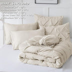 CozyLux Queen Comforter Set Beige, 7 Pieces Pintuck Bed in A Bag, Premium Beige - Image 7