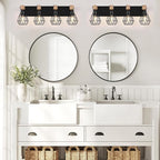 FadimiKoo 4-Light Farmhouse Bathroom Light Fixtures Over Mirror, Rustic Wood - Image 5