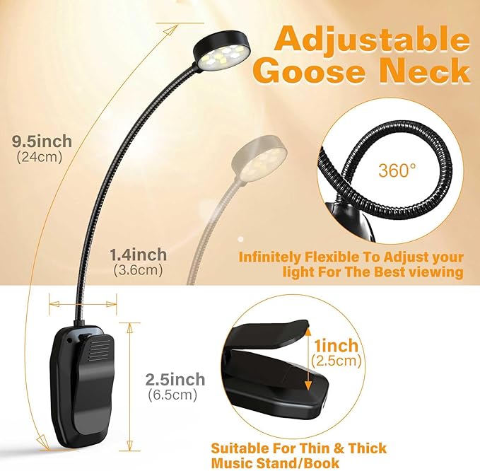 Rechargeable Book Light for Reading in Bed, Eye Caring Book Reading Lamp - Image 2