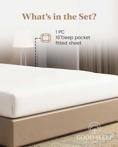 1000 Thread Count White Full Fitted Sheet Only 16” Deep Pocket Full Fitted - Image 2