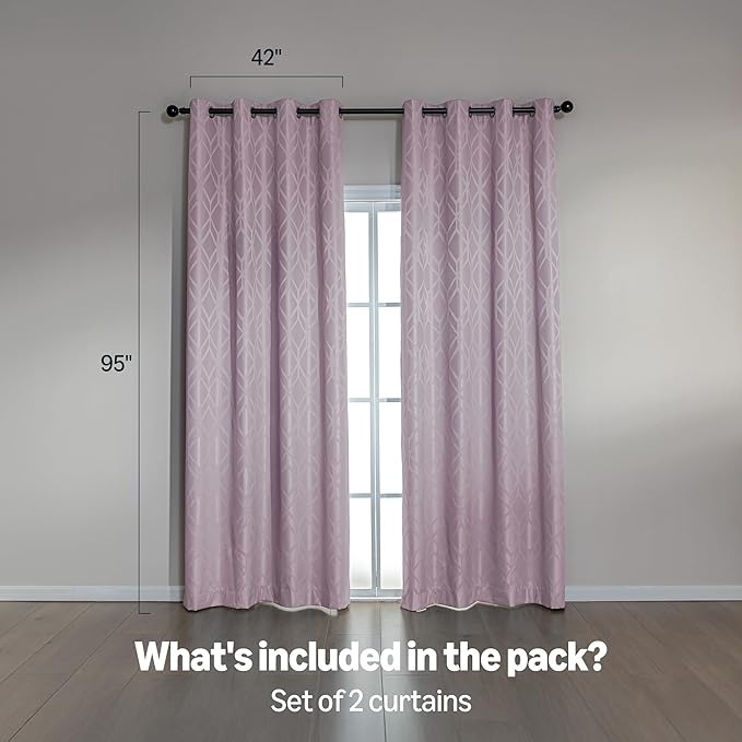 Amazon Basics Jacquard 2-Piece 100% Blackout Curtains, Living Room and Bedroom - Image 5