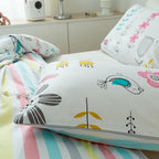 mixinni Girls Flower Leaves Pattern on White Duvet Cover Twin Size Colorful - Image 4