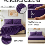 CozyLux Full Size Comforter Sets Purple, 7 Pieces Pintuck Bed in A Bag Purple - Image 6