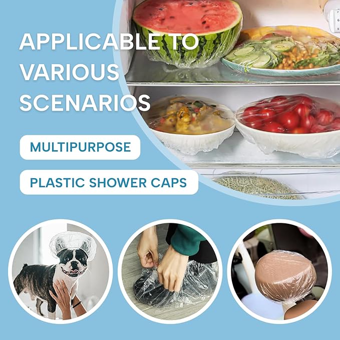 YIZIJIZI 100PCS Disposable Shower Caps, Large Thick Clear Waterproof Shower Cap - Image 5