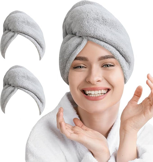2 Pack Microfiber Hair Towel Wrap by AGLIFEFY