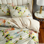 mixinni Duvet Cover Queen Size Set Floral Leaves Pattern Cotton Bird Printed - Image 3
