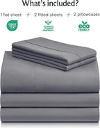 LuxClub 5 PC Split King Sheet Set, Deep Pockets Wrinkle Free Cooling Bed Sheets - Image 2