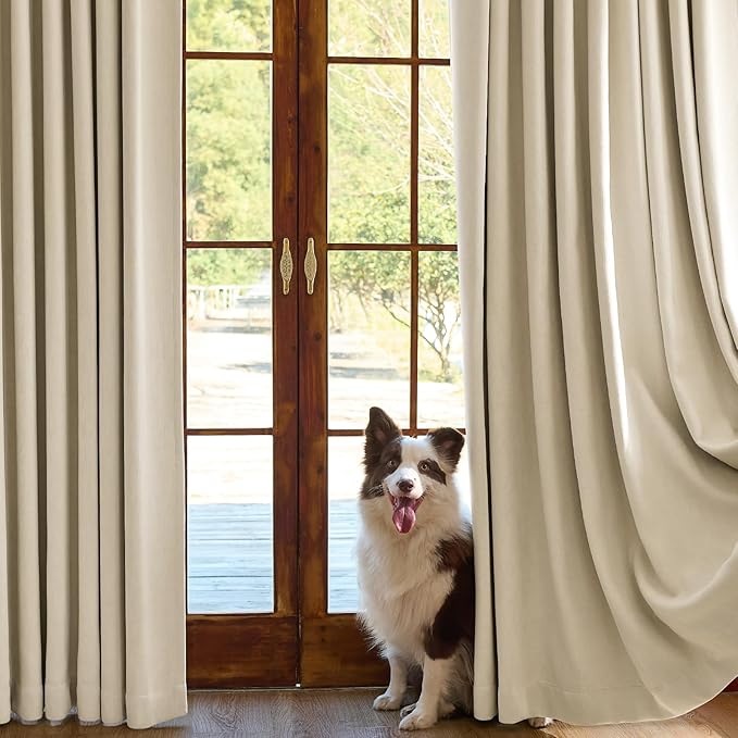 jinchan Chenille Blackout Curtains 84 Inches Long 2 Panels Beige Thermal - Image 7