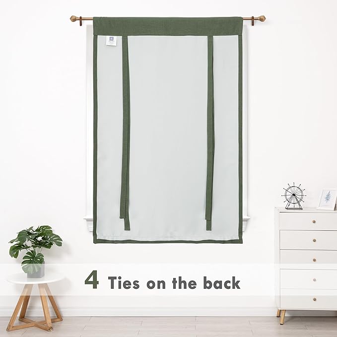 DriftAway Double Layer Linen Blackout Tie Up Curtains Thermal Insulated Fully - Image 6