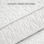EVERGRACEHOME Cross Stitch Pre-Washed Cotton Quilt Bedding Set King Size - Image 4