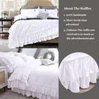 QSH Ruffle White Duvet Cover California King Size- Washed Cotton Shabby - Image 3