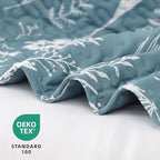 JANZAA Twin Quilt Mineral Blue Quilt Bed Spread Boho Quilt - Image 2