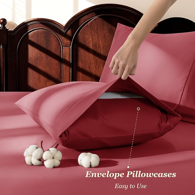 LBRO2M 1000 Thread Count 100% Egyptian Cotton Sheets Set Full Size, 4 Piece - Image 6