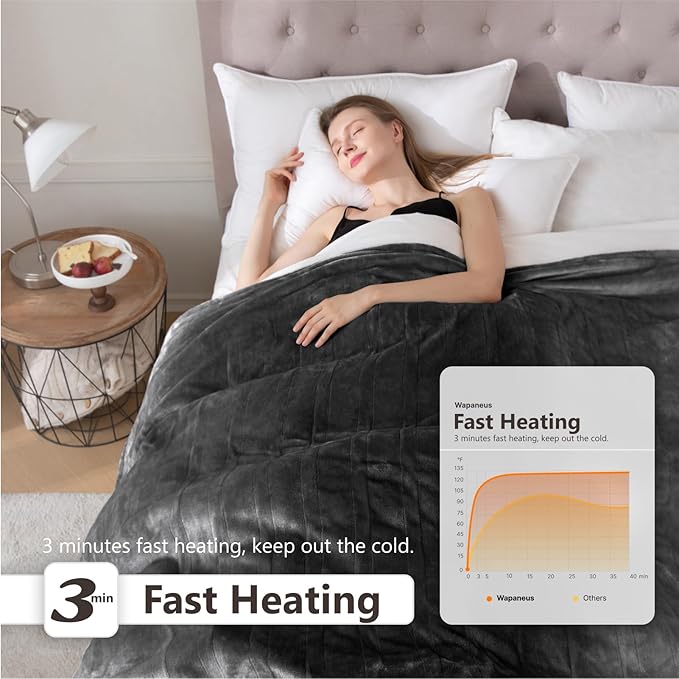 Wapaneus Heated Blanket Electric King Size 90"x100"-Dual Control - Image 3